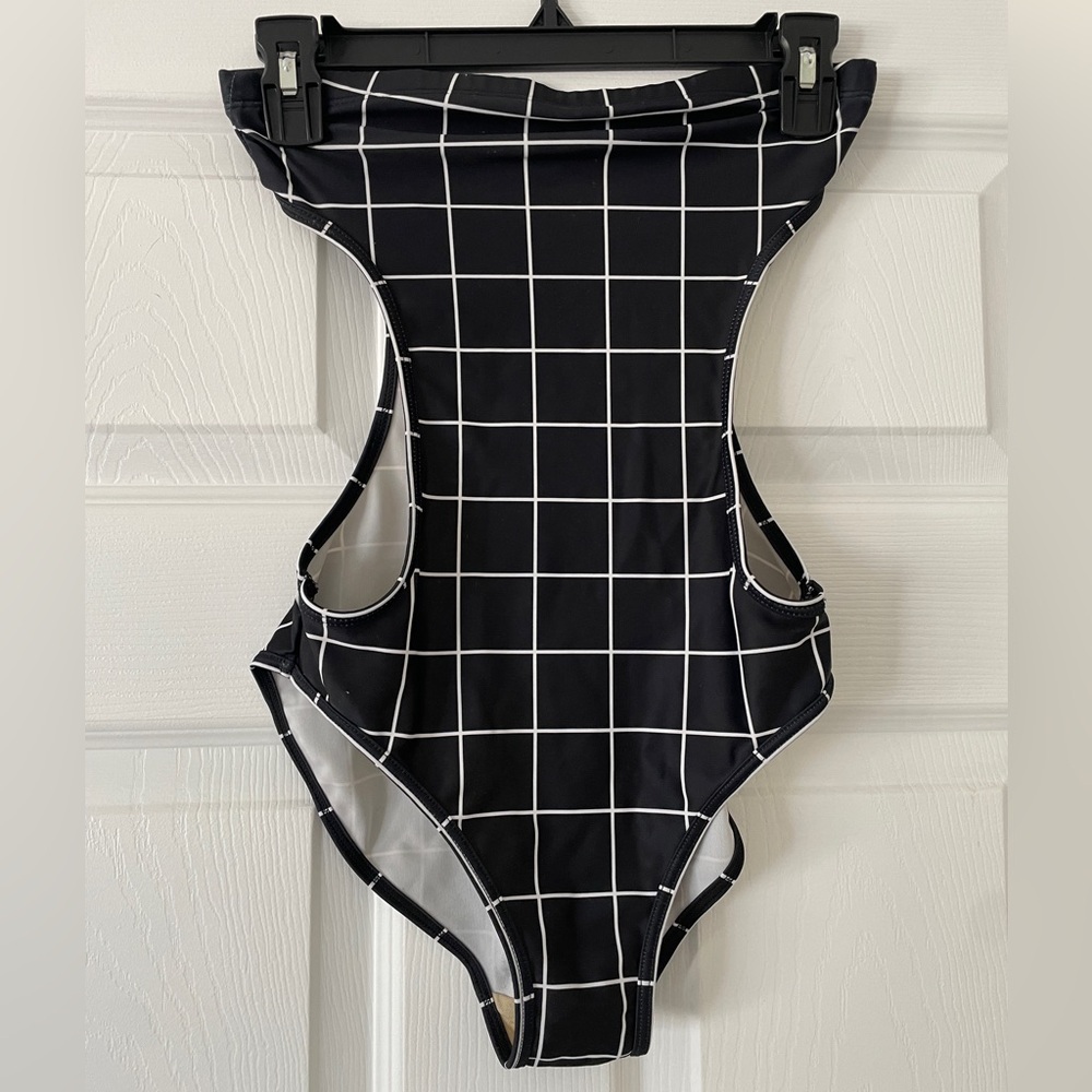 American Apparel Grid Print One Piece Size Small